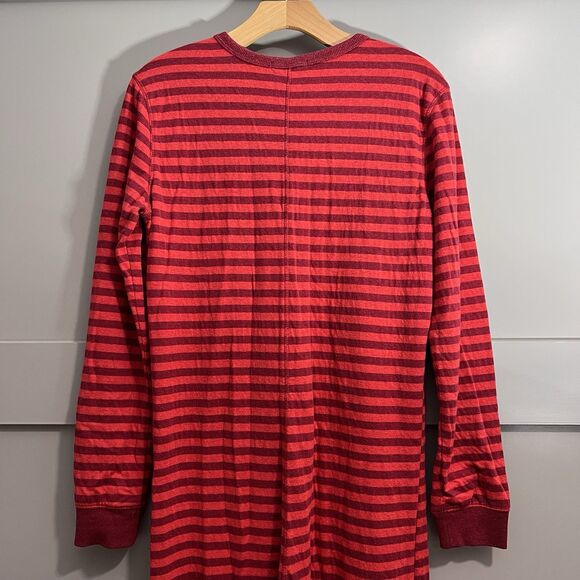 Marine Layer Pajama Women Small Red Striped One Piece Jumpsuit Henley Holiday - Picture 10 of 16